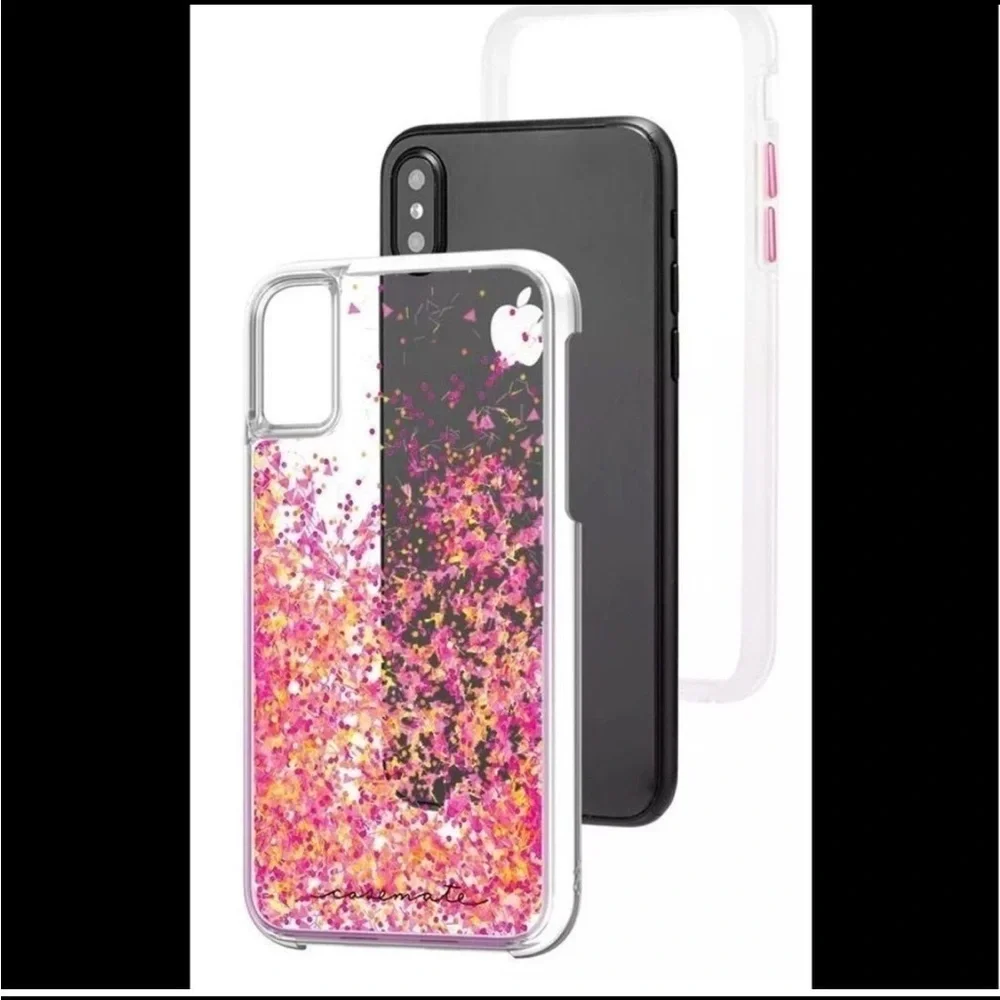 Case-Mate Waterfall Glow in The Dark Liquid Pink Glitter Case For Apple iPhone X